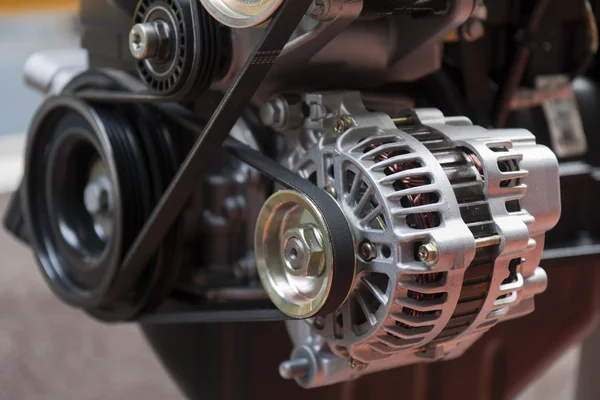 Automotive parts and components including brake systems and engine parts in a professional workshop